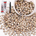 600PCS SS30/6mm Crystal Rhinestones (Golden Shadow/Champagne) with 2Pcs 10ml B7000 Jewelry Glue, Bedazzling Flatback Glass Rhinestones for Crafting, Gems Diomand for Tumbler Shoes Clothing Nail Art