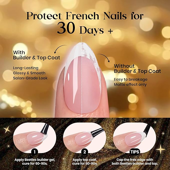Beetles French Tips Press On Nails: 224 Pcs Brown French Tip Nails Short Squoval Fake Nail Tips,Soft Gel Nail False Nails,DIY Nail Art Salon Quality Manicure Gift For Women