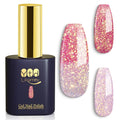 YTD Likomey Color Changing Gel Nail Polish,Brocade Glitter 15ml Light Pink To Peach Red Shimmer Glitter Mood Temperature Change Colors Iridescent Flakes Fall Winter Ombre Thermal UV Nail Gel,WB341