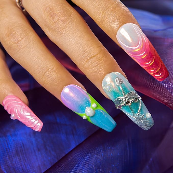 LOVFUL Short Press on Nails Sagittarius Spark | Handmade Acrylic Press ons | Reusable Fake False Nails | Coffin Classic Regular 1.3 in | H594-L