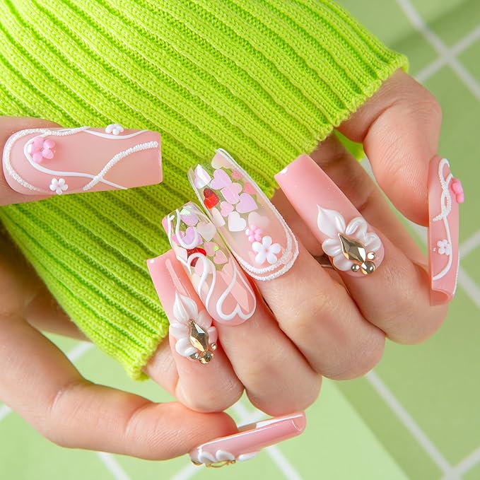 LOVFUL Short Press on Nails Blush Petal | Handmade Acrylic Press ons| Reusable Fake False Nails | Square Classic Regular 1.3in | H735-L