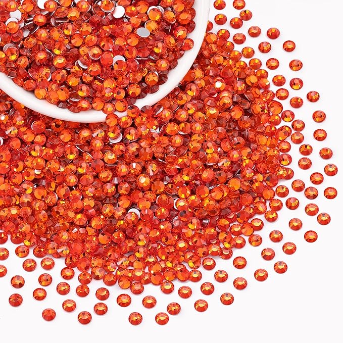 2000PCS SS16/4mm Crystal Rhinestones (Orange/Hyacinth), Bedazzling Flatback Glass Rhinestones for Crafting, Gems Diomand Charms for Tumbler Shoes Clothing Nail Art