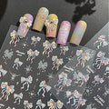 5D Bow Nail Stickers for Nail Art Colorful Lace Ribbon Bow Nail Decals Embossed Valentines Nail Art Stickers Self Adhesive Cute Star Heart Nail Decorations Supplies for Women Wedding Manicure 1Sheets