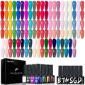 38 PCS Gel Nail Set, 32 Colors Gel Polish Set Neon Pastel Shades, with Gold Silver Glitter and Glossy Matte Top Coat, Base Coat Builder gel, for Women Gift Kit