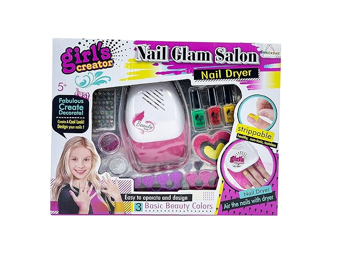 Nail art polish set for Girls. Emoji Pedicure and Manicure Kit, Nail Kit for Girls from 5 to 10 Years Old