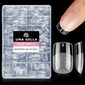 UNA GELLA Short Square Oval Round Nail Tips 216pcs Pre-Etched Short Square Round Oval Press on Nails Squoval Clear Acrylic Fake Full Cover Gel Nails Tips for Nail Extensions Home DIY Salon 12 Sizes