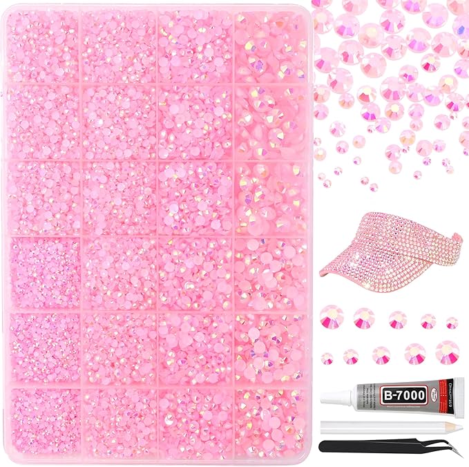 RODAKY Resin Jelly Rhinestones for Crafting Bedazzling,2-6MM Rhinestones for Nails Art,Light Pink AB Nail Rhinestone and Gems,Nail Diamond Flatback Gems Crystals Charms for Nail Design DIY Makeup