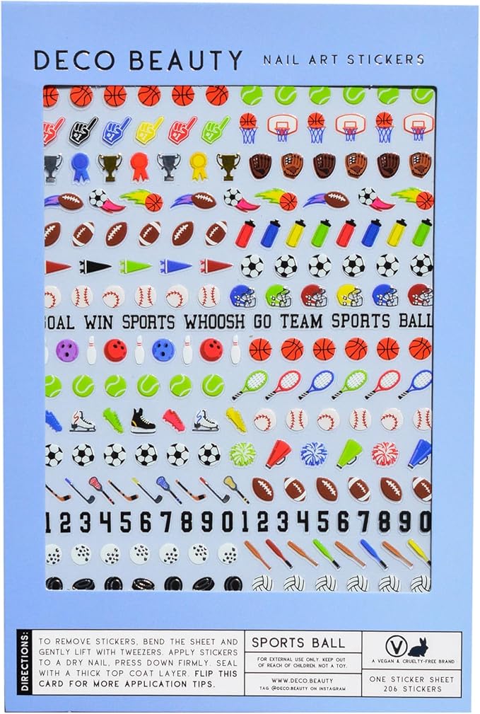 Deco Beauty Sports Ball-Super Thin & Easy-to-Apply Nail Art with The Cutest Designs-Durable & Long-Lasting Nail Art Stickers and Decals for Women, for DIY at-Home Manicures & Salon-Quality Nails
