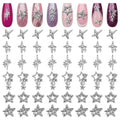 48 Pcs Star Nail Charms – Silver Star Charms for Nails with Shimmer Nail Rhinestones, Lightweight & Long-Lasting, Easy Application – 3D Raised Design for Standout Looks & Statement Manicure Ideas