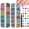 24 Color Full Grids 2mm Small Crystal Resin Rhinestones for Bedazzling Crafting SS6 Tiny Flatback Stones Colorful Gems Diamonds Charms for Nails Eyes Face Makeup Tumblers Bottles DIY Crafts