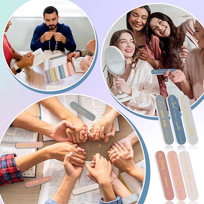 50 Pack Christian Gifts for Women Mini Nail Files for Women Christian Party Favors Bible Verse Scripture Emery Boards Religious Small Gifts Party Favors for Employee Staff Coworkers Office