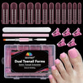 EBANKU Poly Gel Toe Nail Form Set, Reusable Toenails Dual Forms for Nail Extensions, Pink Poly Gel Toe Nail Tips with Dual-Ended Brush and Nail File, 5PCS Clips - 12 Sizes 120PCS