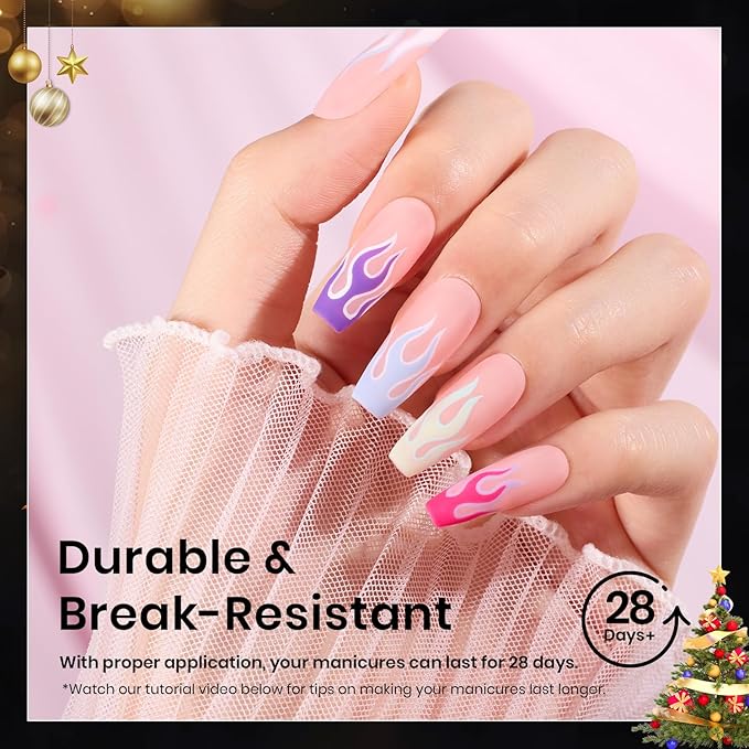 Beetles Gel Nail Tips Medium Coffin Etch X, 12 Sizes 288Pcs Pre Shaped Half Matte Full Cover Press On False Nails Tips Acrylic Fake Nail Extensions Kit Easy DIY Salon Manicure Gift for Women