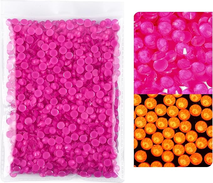 Blinginbox Flatback Rhinestones Round Gems, 1440pcs Luminous Series Glass Stones Neon Gems Non Hotfix Crystal Rhinestones for Nail Charms Crafts Clothes Tumblers,New Rose Neon,SS6.