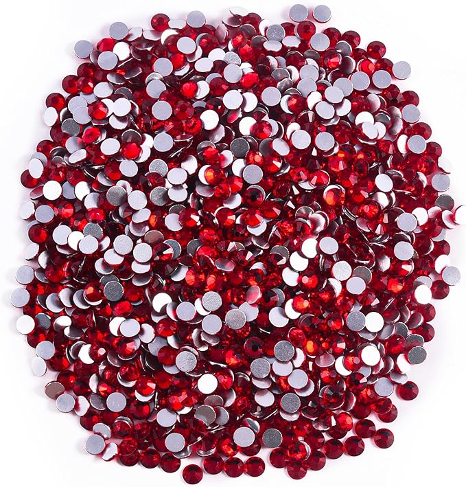 Blinginbox Glass Flatback Rhinestones Crystal Round Gems,Lt.siam,SS6/1440pcs,1.9-2mm