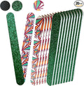 20 pc ALAZCO Premium Nail Files Coarse & Medium Grit Professionals & DIY Washable Emery Boards for Natural Acrylic Gel Press-On Nails Travel TSA Friendly Colorful Pattern/Black/Green Glitter