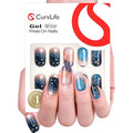 Curvlife Press on Nails Acrylic Medium Fake Nails with Sky Design Full Cover False Nails for Women Reusable Nail Kit with Nail Glue Adhesive Tabs