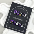 100% Handmade Press on Nails Halloween Short Square Fake Nails with Design Ghost Pumpkin Bat Glue on Nails Black Purple French tip False Nails Reusable Handmade Halloween Nails Size M