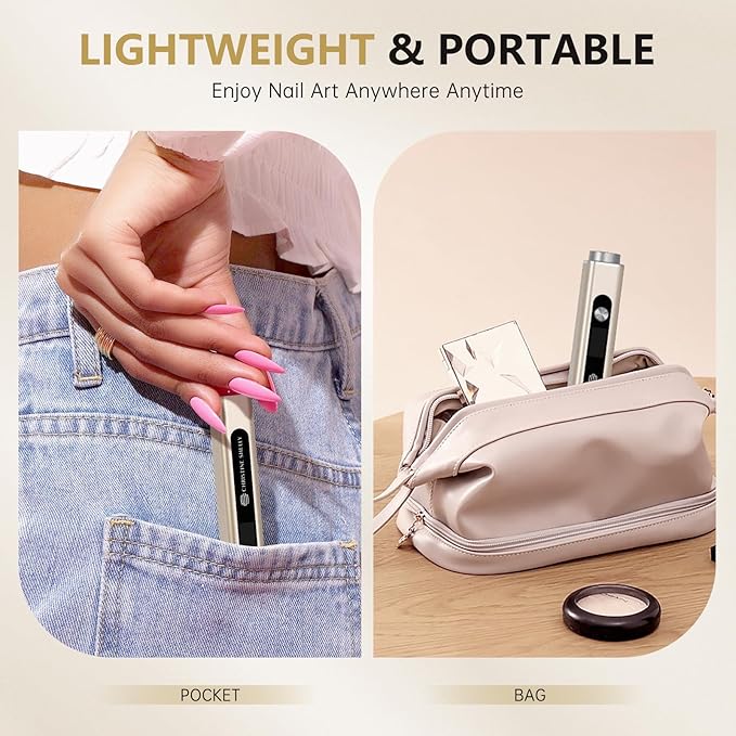 Handheld UV Light for Gel Nails, 3 in 1 Cordless UV Nail Lamp, Cat Eye Magnet & Nail Stamp Nail Light, Rechargeable Nail Drye with LED Displayr, Flash Cure Lamp, Silver