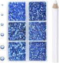 8000pcs Hotfix Rhinestones Flatback,Rhinestones for Crafts Clothes Mixed 6 Sizes, Hotfix Crystals with Wax Pencil Kit, SS3-SS12,Lt. Sapphire