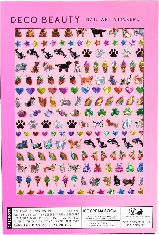 Deco Beauty Ice Cream Social-Super Thin & Easy-to-Apply Nail Art with The Cutest Designs-Durable & Long-Lasting Nail Art Stickers and Decals for Women, for DIY at-Home Manicures & Salon-Quality Nails