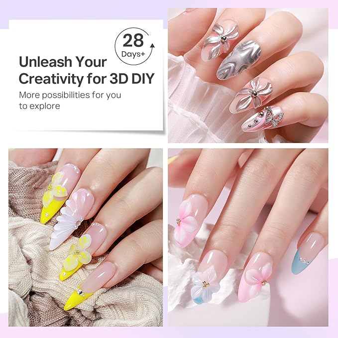 MIZHSE White 3D Gel Nail Art 30g Sculpting Gel Non-Sticky Molding Gels for Nails Solid U V LED Soak Off Gels Polish with Nail Art Pen Rub Chrome Powder Nail Design Home Manicure