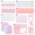 SAVILAND 20PCS Press on Nail Kit: Press On Nail Packaging with Nail File Glue Prep Pads Adhesive Tabs Acrylic Sticks Instruction Cards Pink Bags Nail Prep Application Supplies Manicure Disposable Kit