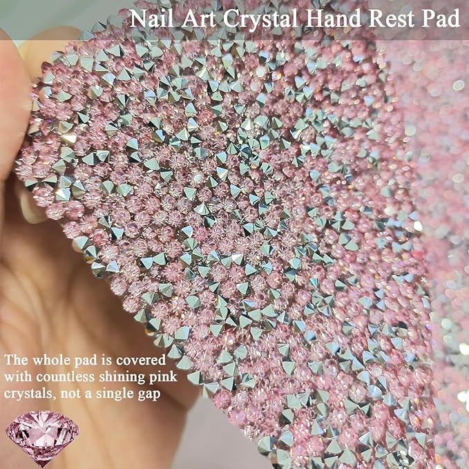 Crystal Nail Art Table Mat Shiny Manicure Hand Rest Pad Foldable Arm Rest for Nails Tech Practice Hand Holder Makeup Mat for Vanity Nail Art Tools