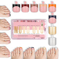 NOVO OVO Halloween Christmas Fall Autumn Colorful French Tip Toe Nail Tips Press on 8 MIXED WINTER COLOR, Sharp Square Toenail BABY PINK Toenail Extension, Full Cover Acrylic DIY x 15 Sizes 240 pcs