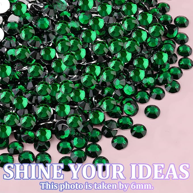 25000Pcs Resin Rhinestones for Crafting, Emerald Green 2-6mm Mixed Sizes Non Hotfix Flatback Gems with 1Pcs Glue, Bedazzling Crystal for DIY Craft Clothing Mugs Tumblers Shoes Fabric Decor Nail Art