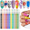 12 Colors Nail Art Pens Set, 3D Nail Polish Pens Quick-Drying Acrylic Paint Markers,For Nail Art Drawing Painting Nail Point Dotting Liner Pen, Nail Design Kit Manicure Tools Home & Salon DIY