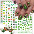 St. Patrick's Day Nail Stickers for Nail Art Lucky Shamrock Nail Art Stickers 3D Self Adhesive Green Four Leaf Clover Nail Decals Spring Summer Cute Nail Design Supplies for Women Manicure 8Sheets