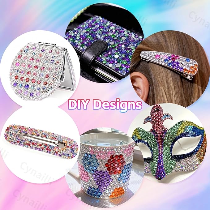 15 Grids Color Resin Bedazzling Rhinestones for Crafting, White Pink Red Purple Blue Rainbow Bedazzling Gems Kit, Jelly Resin Rhinestones for DIY Face Eyes Makeup Crafts Tumblers Bottles
