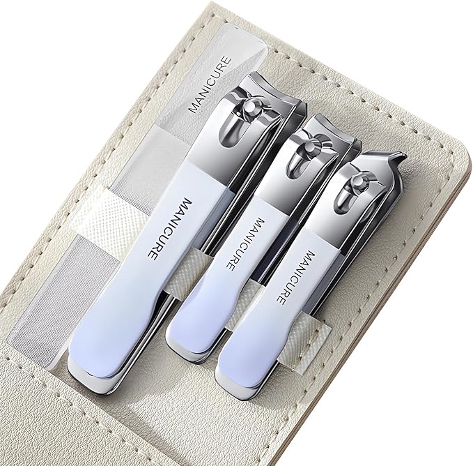 4 Pcs Manicure Set Stainless Steel Nail Clippers, Beauty Tool Portable Set Professional Grooming Kits, Travel Nail Kit for Men and Women (Gradient Purple)