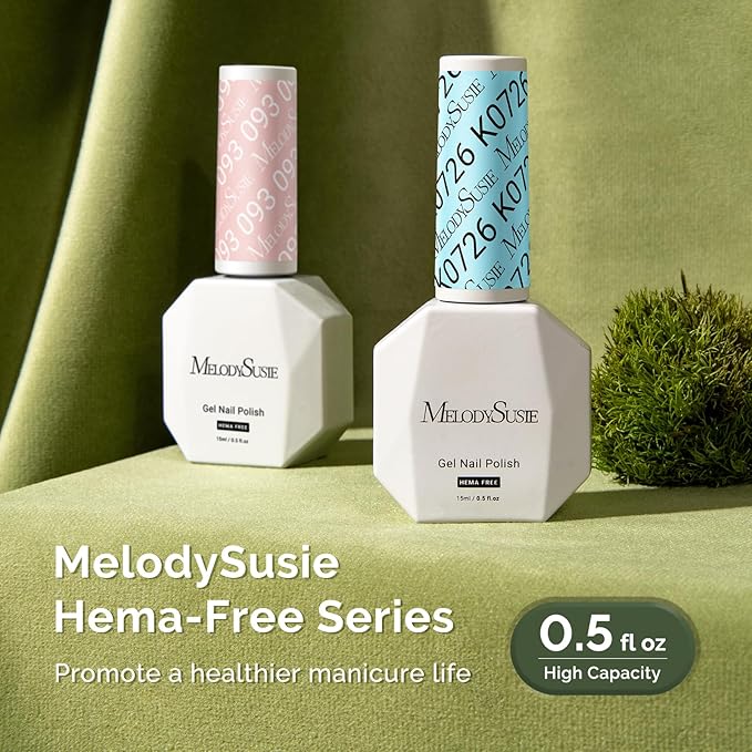 MelodySusie Hema Free Gel Nail Polish, 0.5 Fl Oz Thick Cyan Blue Gel Polish, Non-Toxic, Long Lasting, Soak Off UV Nail Polish, Manicure Nail Design Salon DIY Nail Art at Home K0726