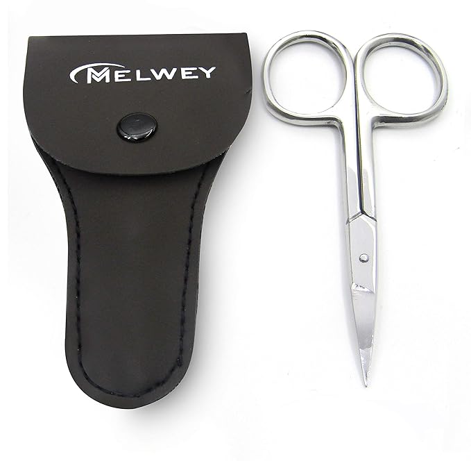 Eyebrow Scissors & Small Cuticle Scissors, 3.7 Inches – Curved Blade Manicure TSA Scissors, Stainless Steel for Eyelashes, Facial Hair, Pubic Hair, Men’s Moustache & Beard