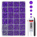 Mystique Purple Crystal Resin Rhinestones w B7000 Glue for Bedazzling Crafting 2mm-6mm Flatback Stones Diamonds Gems Bedazzler Kit for Nails Face Eyes Makeup Tumblers Bottles DIY Crafts Shoes
