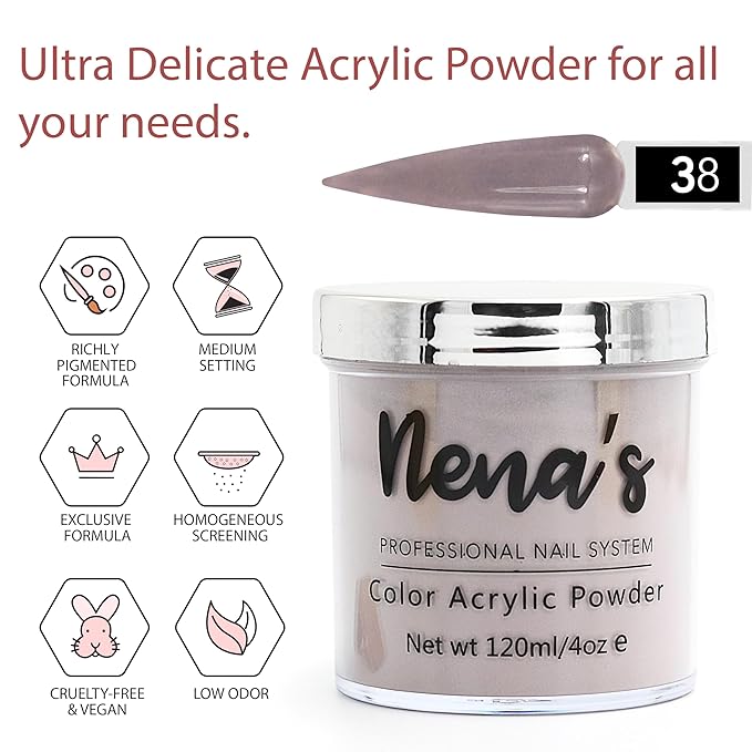 Nena's Superior Sculpting Powder Professional Acrylic Nail System wide color palette 4.0 oz (38)