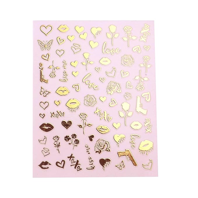 Impressed 5 Sheets Gold Holographic Nail Art Stickers - 500+ Small Customized Nail Decals for Fake Nail Design Decorations – Cute Salon Nails Accessories - Manicure Décor Supplies for Women and Men