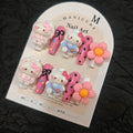 10Pcs(1Pack) Handmade Press On Nails 3D Flower Nails Cute Catoon Piglet Nails for Women Party Holiday Daily Wear Size M