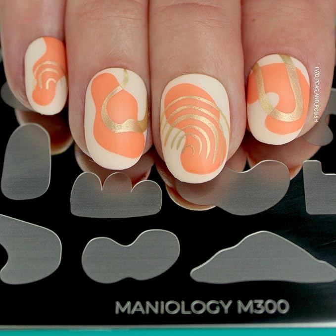 Maniology Mod Set Nail Stamping Plates, Minimalist Contemporary Aesthetic Nail Art Design, Blobs and Shapes Manicure (Mod Pods (M300), In Shape (M301))