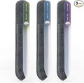 GERMANIKURE Czech Crystal Glass Nail File 3 Pack in Suede Sleeves - Professional Manicure & Pedicure Products for Smooth Easy Shaping of Natural Nails - Ideal Nail Care Gift