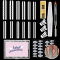 120 PCS Dual Nail Forms with 100 PCS Nail Forms for Gel Nail Poly 24 PCS Duet System Forms, Full Cover Long Coffin Nail Forms for Builder Gel Nail Art Design Salon&DIY/042