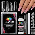 EBANKU Poly Gel Nail Forms - 96PCS Dual Forms for Builder Nail Extension, 4 Style 12 Size Dual Forms Set with 2.5oz Slip Solution, Brush, File, 5PCS Clips