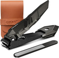 SZQHT Nail Clippers,Precise and Durable Toe Nail Clippers with Catcher and Nail File,Fingernail Clippers forThick Nails,Nail Cutter Without Mess for Men and Women(Gray)