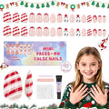 16 Sizes Press on Nails Kit for Kids - 32 Pieces French Almond Fake Nail Tips for Girls 8-12 Years Old with Jelly Nail Adhesives & No-Lamp Nail Glue, Birthday Christmas Easter Gifts Girl Stuff