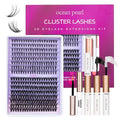 Individual Lashes with bond and seal Lash Remover DIY Lash Extension Kit 320 Pcs Cluster Lashes 10-16mm Natural Light C/D False Eyelashes for Beginner Makeup at Home (20D+50D）