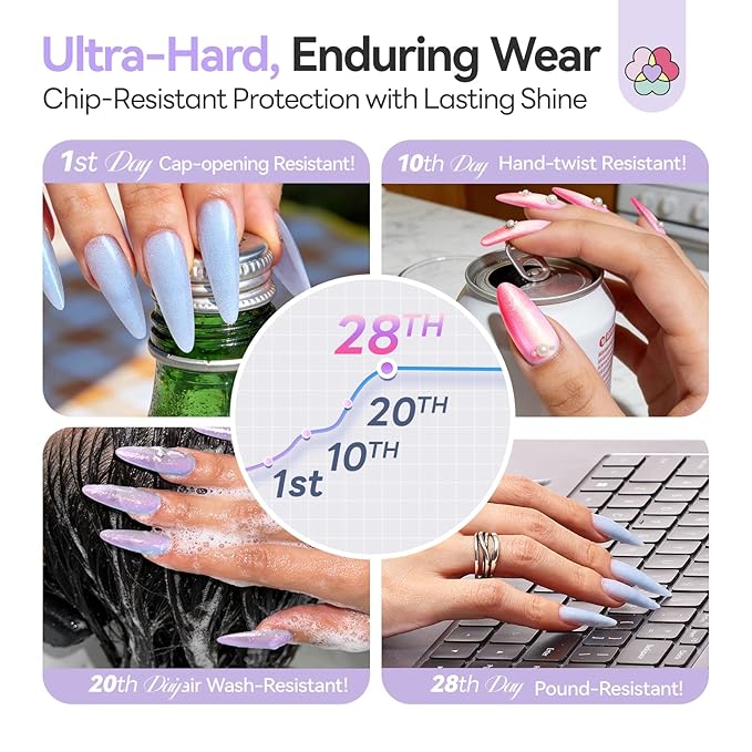 SAVILAND Hema-Free Poly Extension Gel Nail Kit: 6 Poly Gel Colors Fine Shimmer White Yellow Pink Poly Extension Gel Nail Kit, Long Lasting Hardness Poly Gel for Nourishing Nail Salon Home DIY Manicure