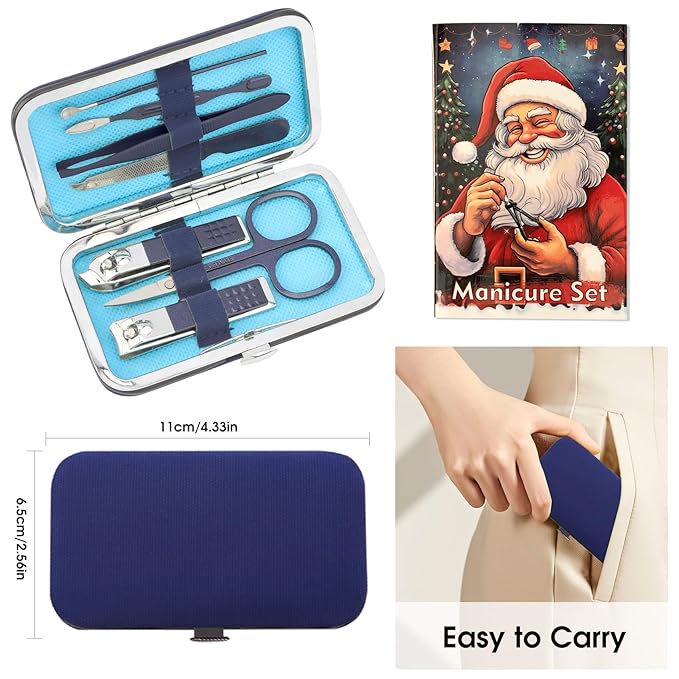 Blue Nail Clipper Kit with Set Nail Clipper Sets Manicure Set for Men Women Small Gifts for Dad Husband Colleagues Funny Christmas Stocking Stuffers