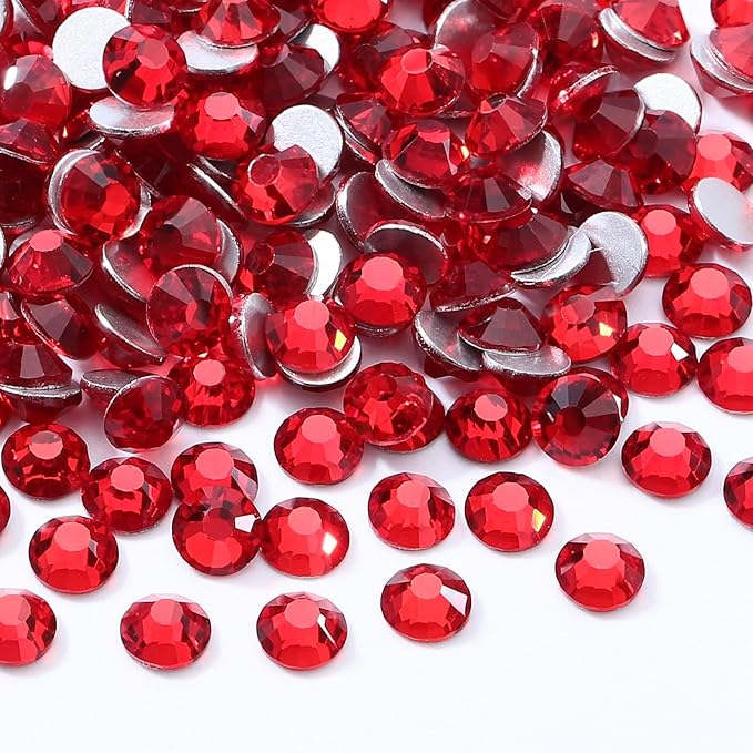 Light Siam Flatback Rhinestones, Glass Rhinestones for Nail Art and Craft, Glue Fix, Loose Crystal Gemstones(Red, SS20, 1440pcs, 4.6-4.8mm)